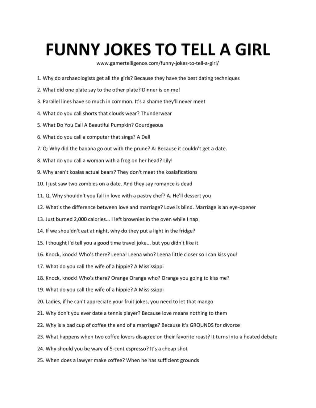 Jokes To Tell A Girlfriend