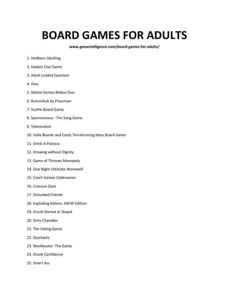 39 Board Games for Adults See A Great List of Interesting Stuff Here