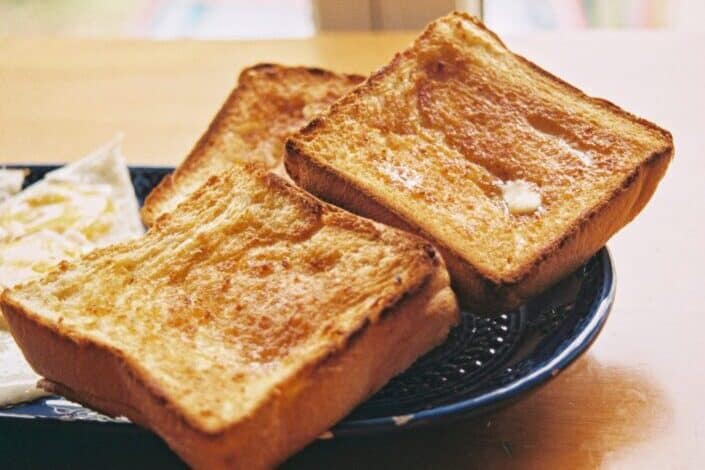Toasted loaf breads on a plate