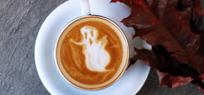 Latte with ghost design