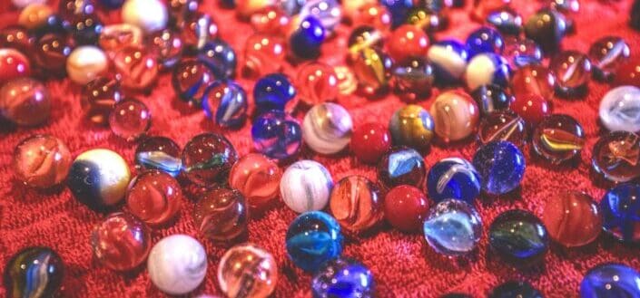 Different colors of marbles