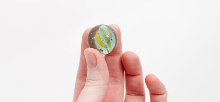 A piece of small ball made of glass