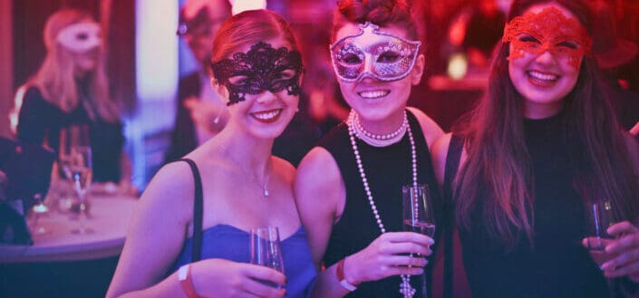 Happy Women in Masquerade Costume