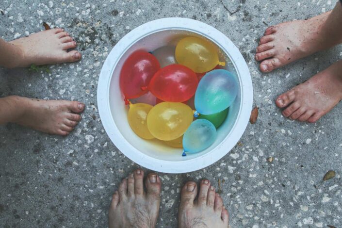 water balloons inside bucket
